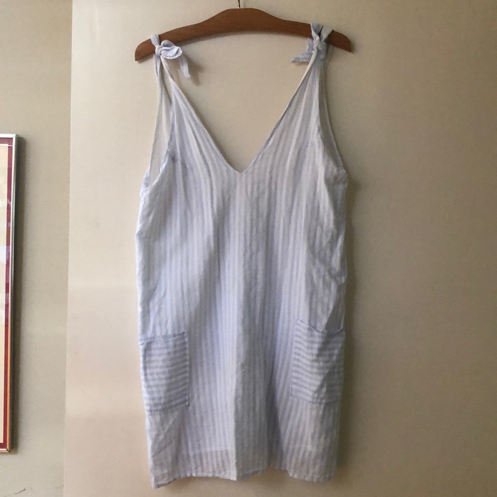 TOBI striped tie dress Medium blue white